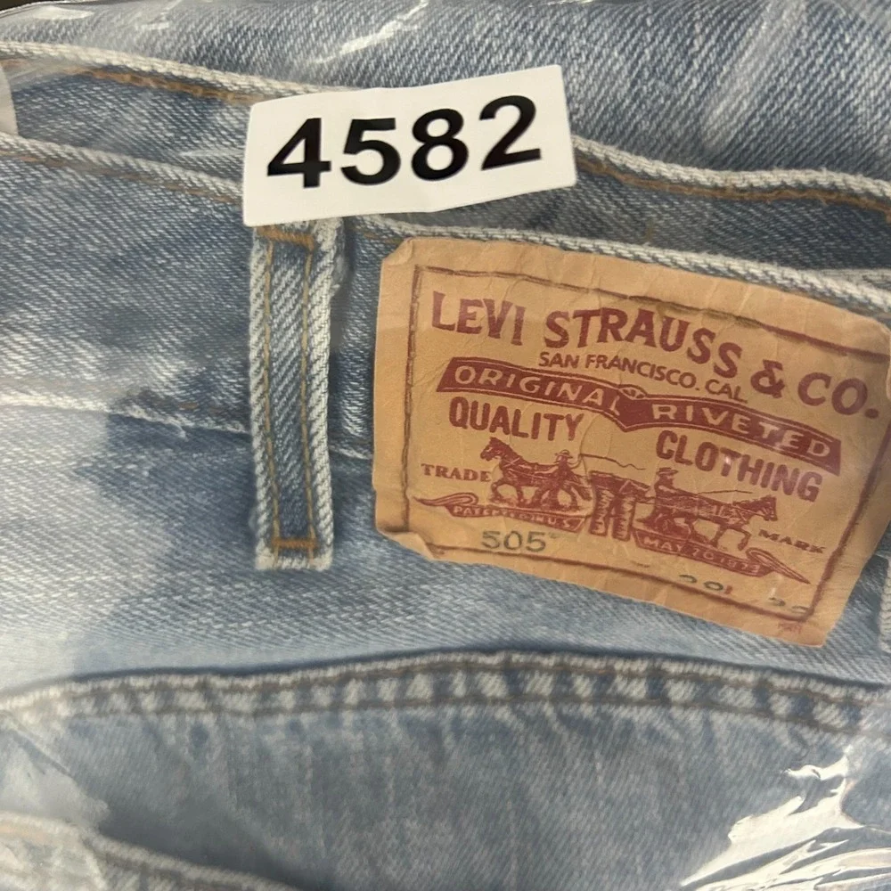 Levi's 505 Regular Fit‎ Jeans Mens Blue Denim Pockets Straight Zip Fly - 36X30